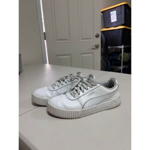 Puma Carina L White Leather Platform Sneakers Womens 8.5 370325-02